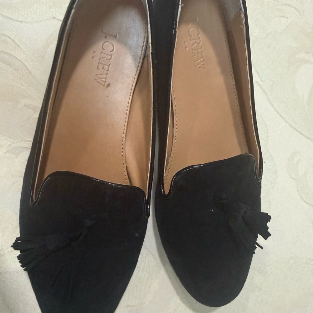 J.Crew Black‎ Suede Tassel Loafers Flats Size 7.5 - Picture 2 of 6